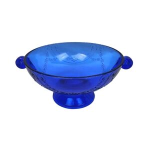 Vintage LE Smith 800 Pattern Cobalt Blue Footed Glass Serving Bowl | Fruit Bowl